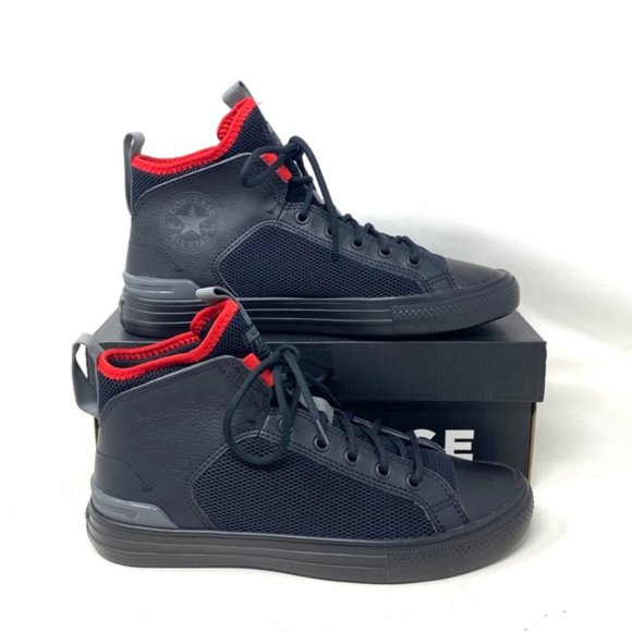 Converse Ultra Future Sport Mid Top Black Red Leather Mesh Shoes Women's A01426C - Picture 3 of 9